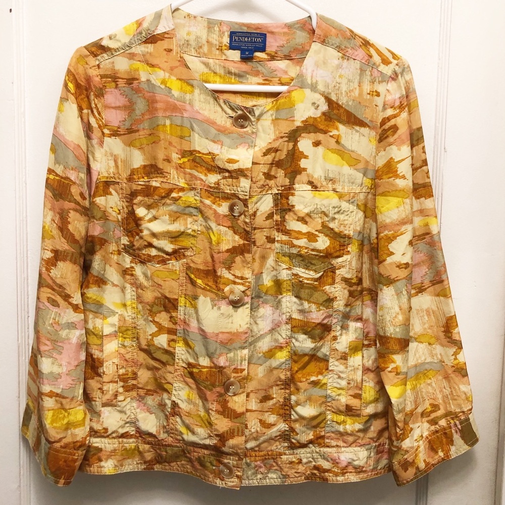 Pendleton Multicolor Button Down Shirt Size Medium 100% Silk